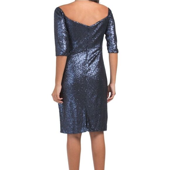 Rene by Rene Ruiz Blue Sequin Ruched Mini Dress - Picture 2 of 11